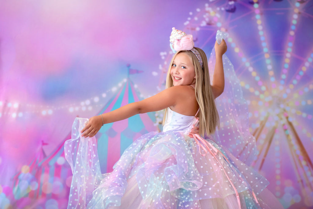 Confetti - "Rainbow Carnival"-Floor Long Length Dress (6 Year-Petite 10 Year)