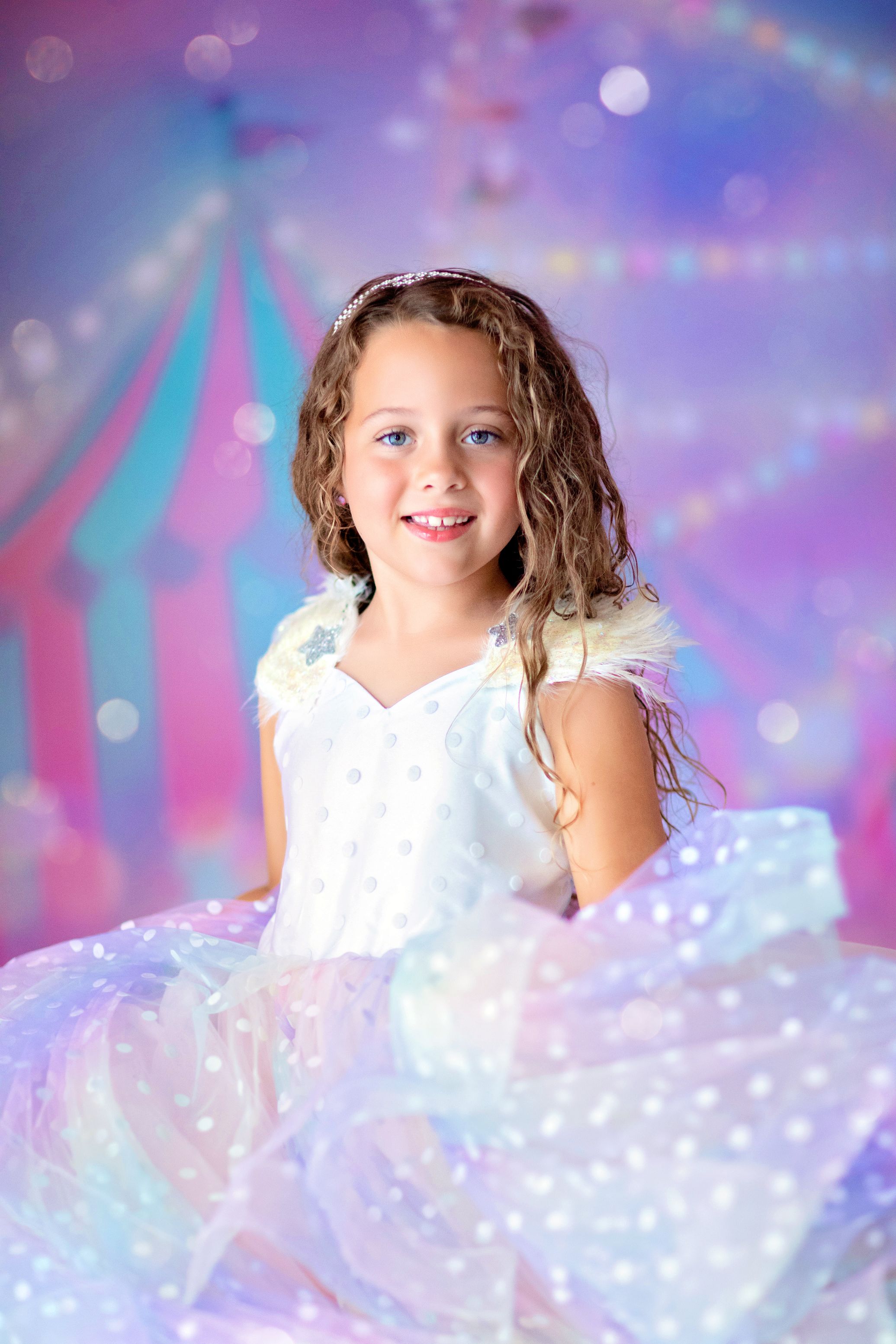 Confetti - "Rainbow Carnival"-Floor Long Length Dress (6 Year-Petite 10 Year)
