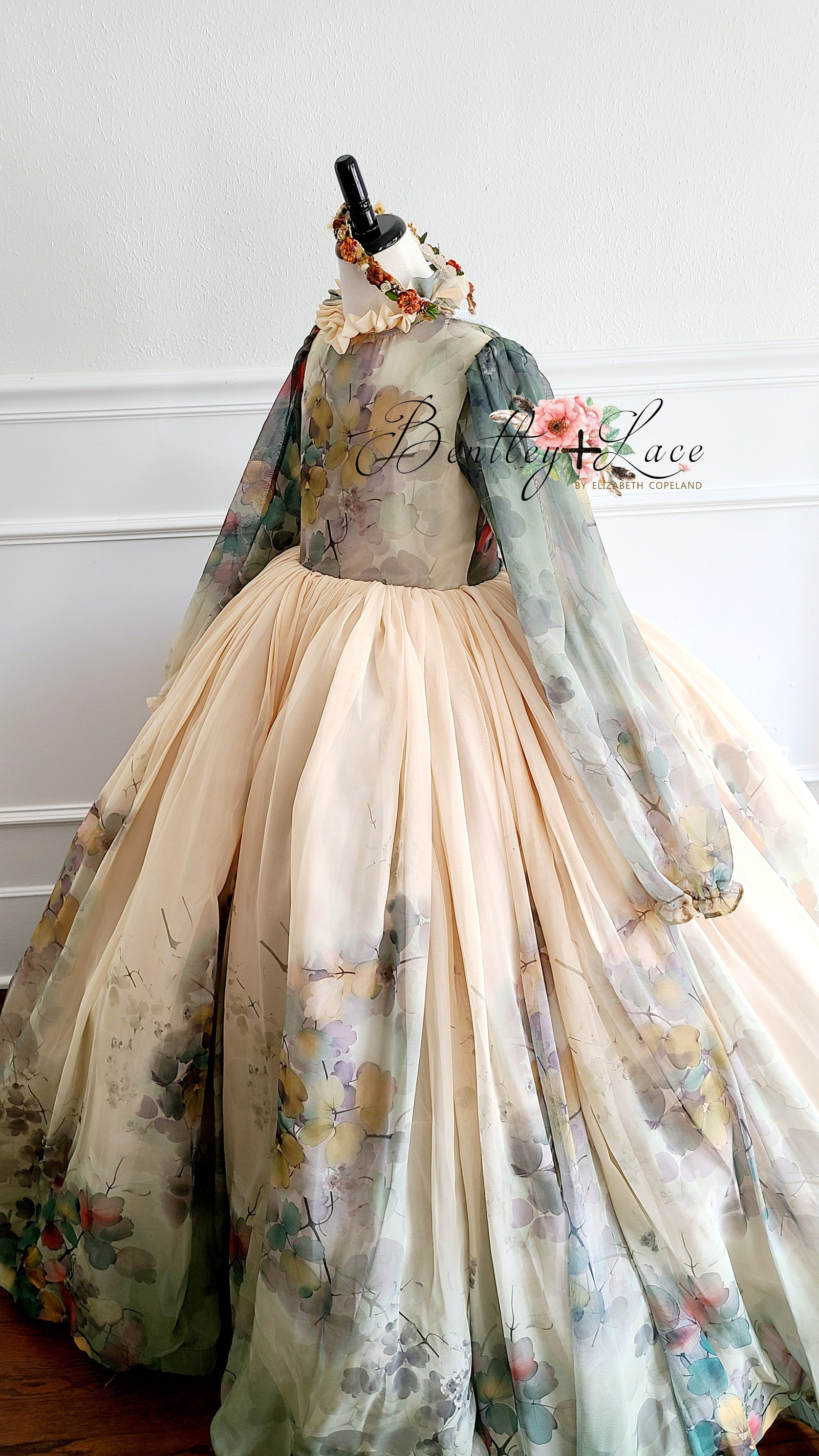 "Mystic Meadow" Chiffon Floor Length Gown - Choose your color:  Editorial Dress, Couture Gown, Special Occasion Dress