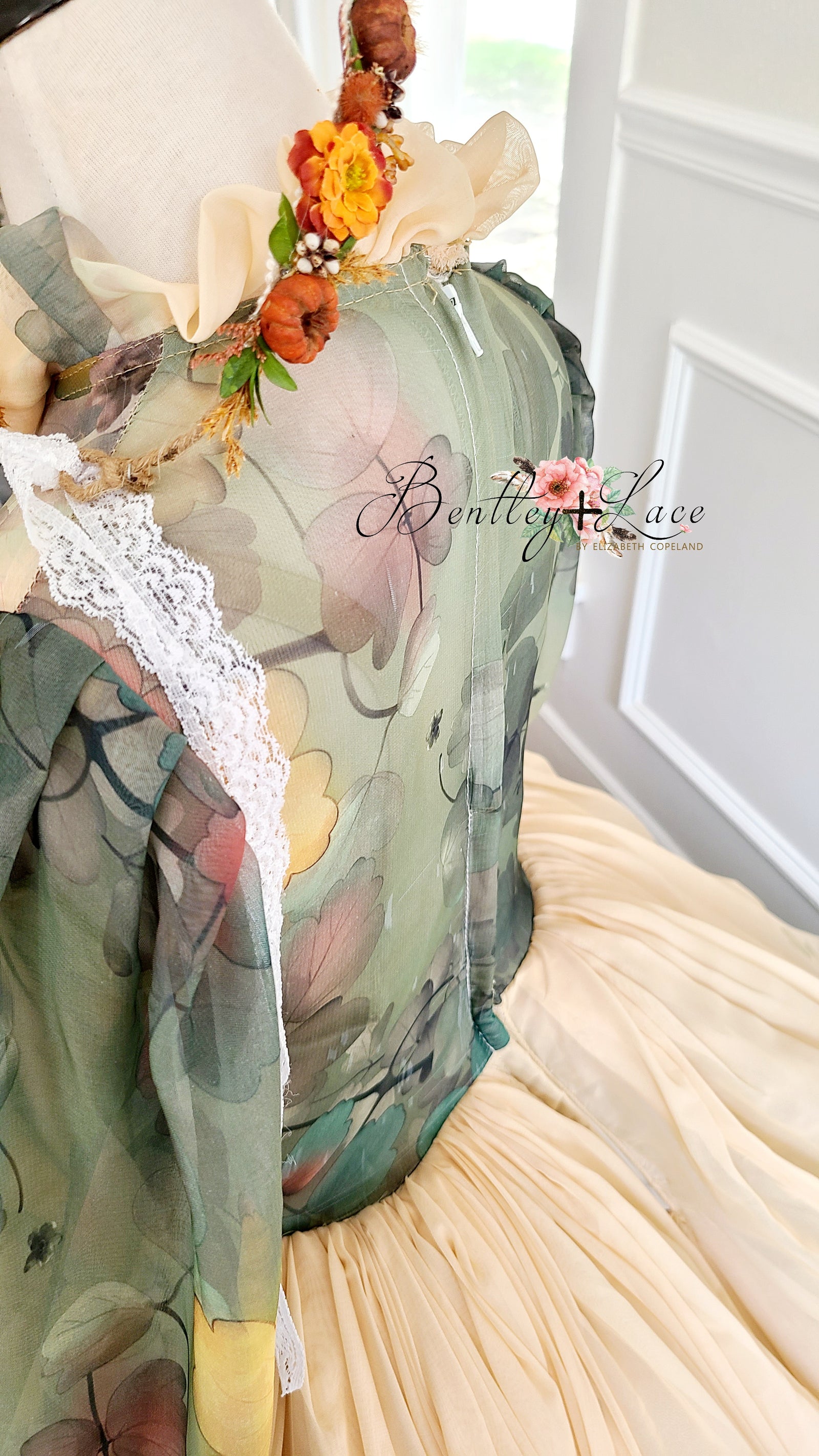 "Mystic Meadow" Chiffon Floor Length Gown - Choose your color:  Editorial Dress, Couture Gown, Special Occasion Dress