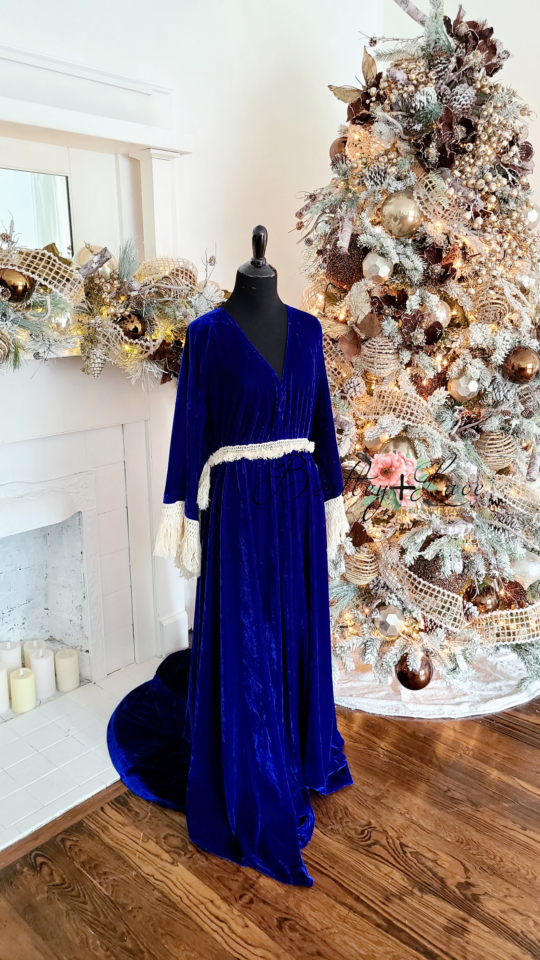 "Delores" - Royal Blue- Beautiful velvet boho inspired gown - (TEEN-ADULT)
