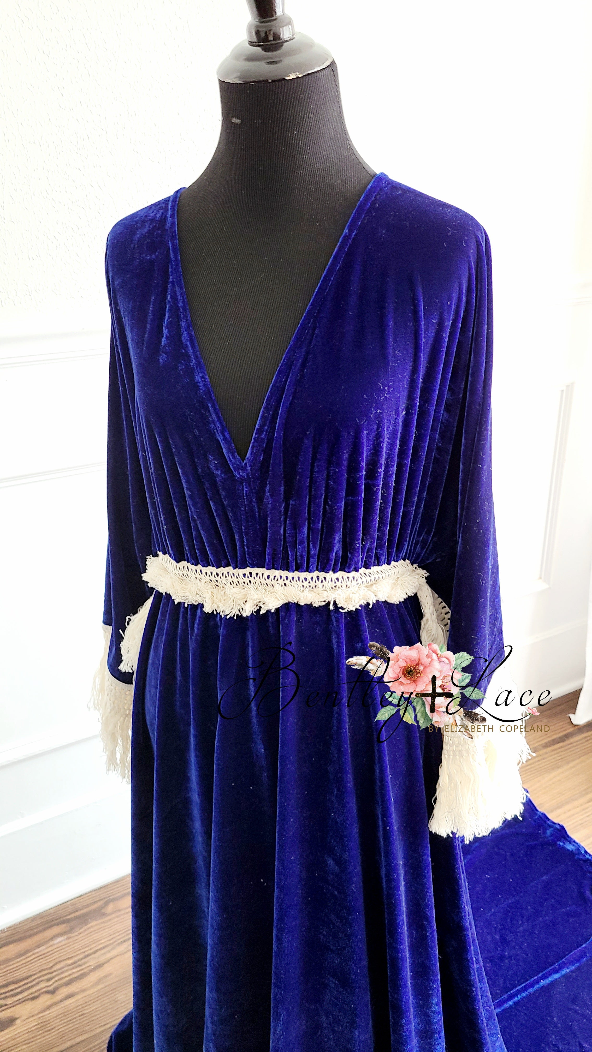 "Delores" - Royal Blue- Beautiful velvet boho inspired gown - (TEEN-ADULT)