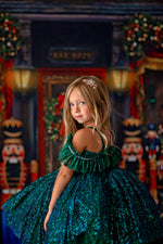 "Evergreen" Vintage Petal Length Dress  Editorial Dress, Couture Gown, Special Occasion Dress