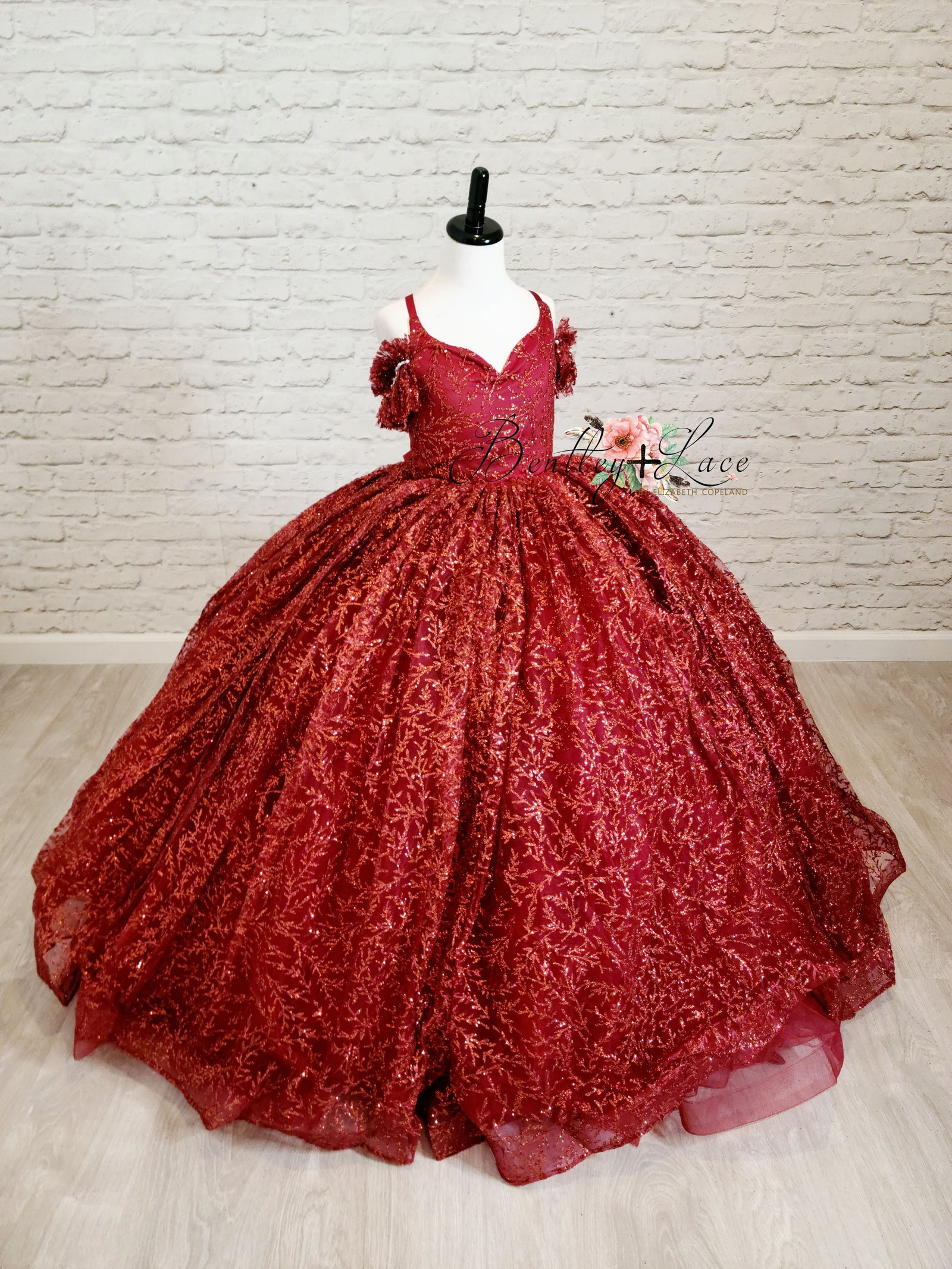 "Ruby Shimmer"  -Floor Long -  Editorial Dress, Couture Gown, Special Occasion Dress