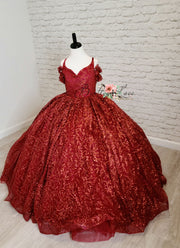 "Ruby Shimmer"  -Floor Long -  Editorial Dress, Couture Gown, Special Occasion Dress
