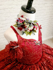 "Ruby Shimmer"  -Floor Long -  Editorial Dress, Couture Gown, Special Occasion Dress