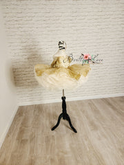 "Glimmering" Gold Leaf- Petal Length Dress  Editorial Dress, Couture Gown, Special Occasion Dress
