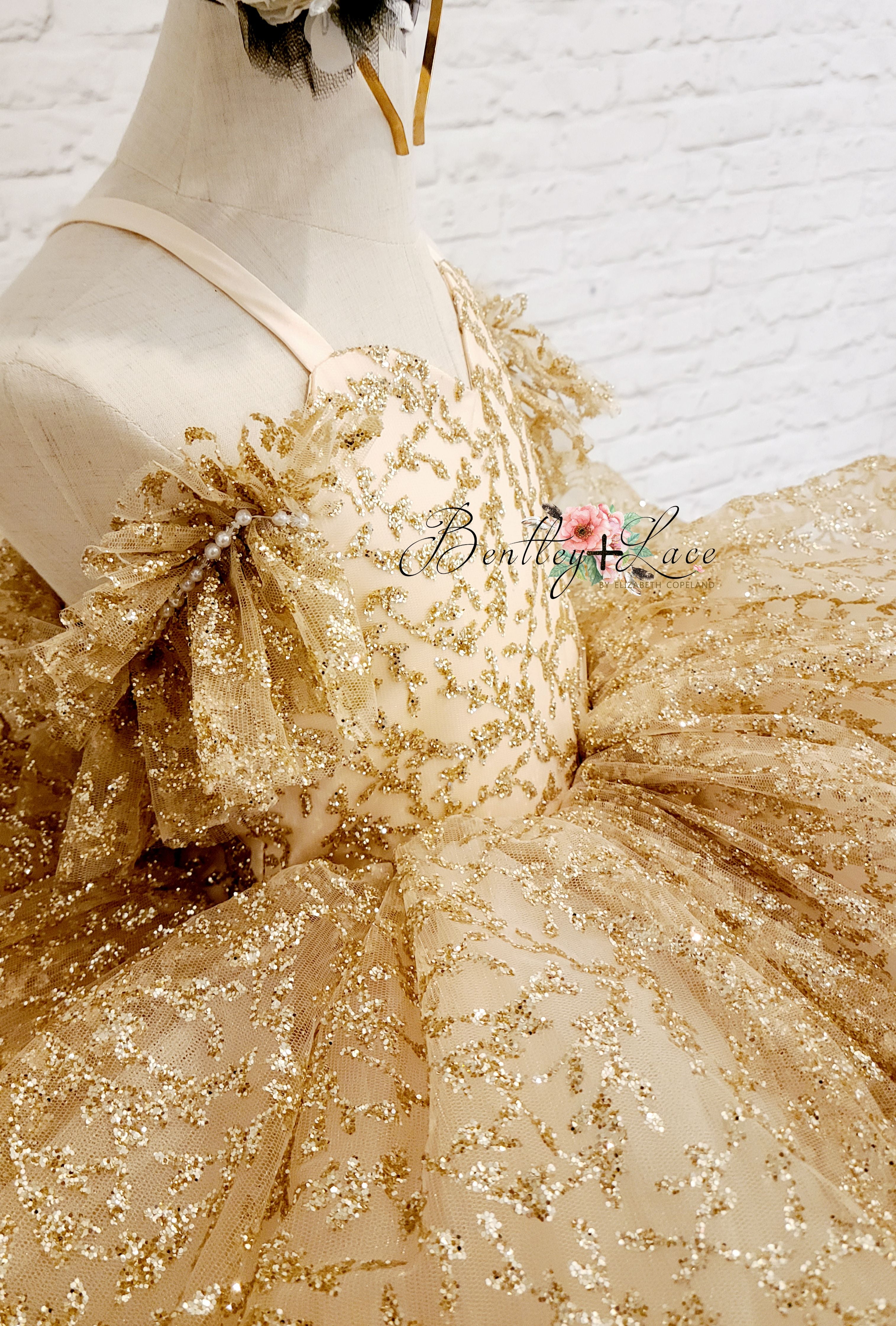 Euc "Glimmering" Gold Leaf- Petal Length Dress (4 Year - Petite 5 Year)