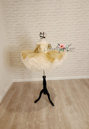 "Glimmering" Gold Leaf- Petal Length Dress  Editorial Dress, Couture Gown, Special Occasion Dress
