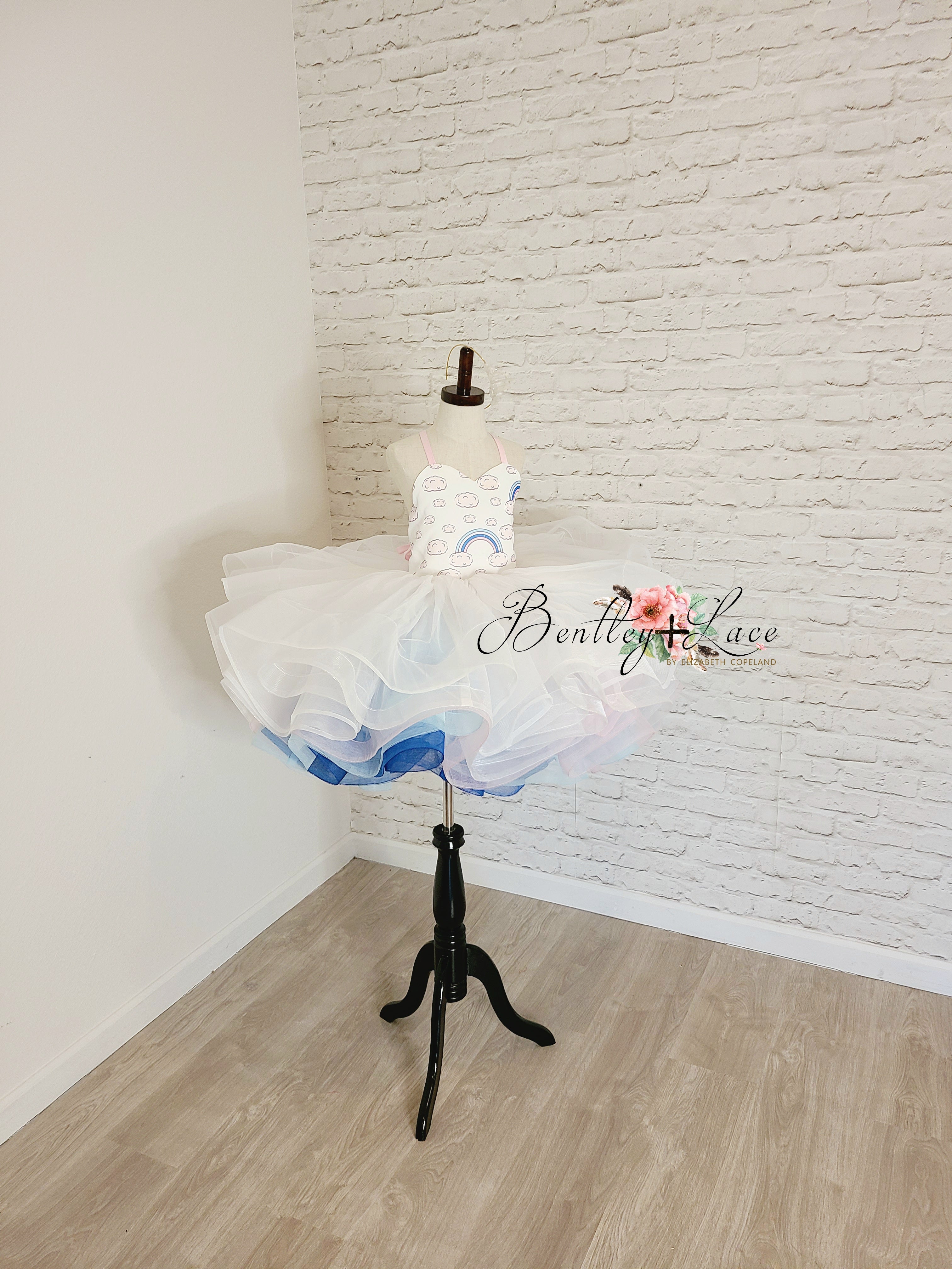 "Rainbow on a cloudy day"- all tulle- Short Length Dress (5 Year - Petite 7 Year)