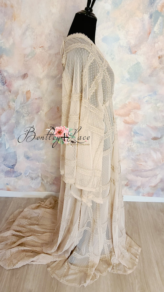 euc slip included Cora  (Sand) Bohemian Inspired gown - (Teen/Adult) Maternity/ Non Maternity.