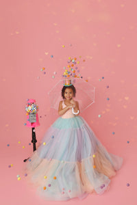 Euc Sherbet "Rainbow Party" Floor Length Dress (6 Year-Petite 8 Year)