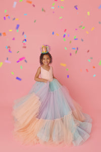 Euc Sherbet "Rainbow Party" Floor Length Dress (6 Year-Petite 8 Year)