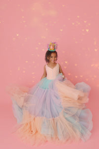 Euc Sherbet "Rainbow Party" Floor Length Dress (6 Year-Petite 8 Year)