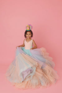 Euc Sherbet "Rainbow Party" Floor Length Dress (6 Year-Petite 8 Year)