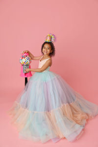 Euc Sherbet "Rainbow Party" Floor Length Dress (6 Year-Petite 8 Year)