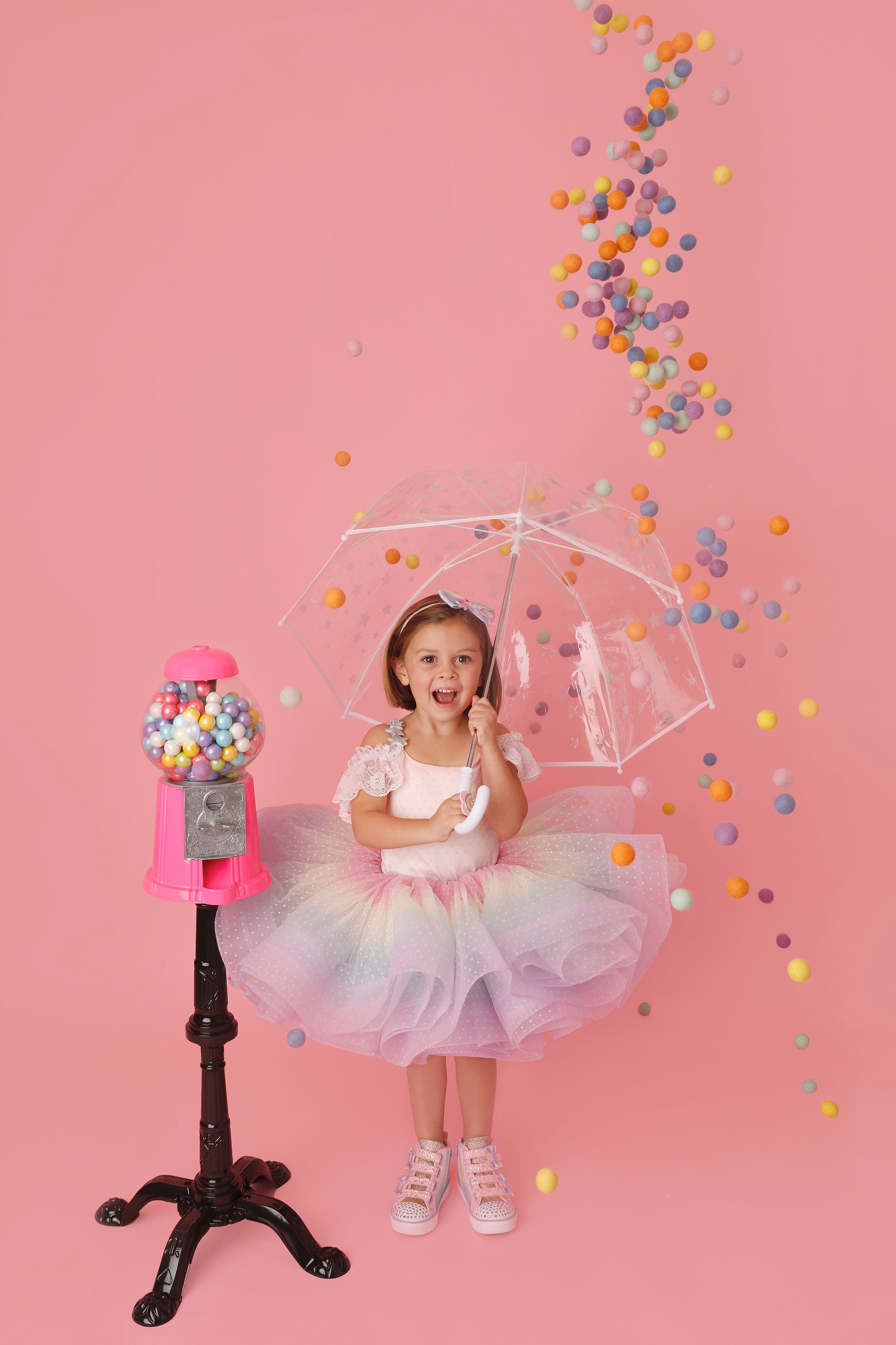 euc RETRIED RENTAL Confetti - DRESS ONLY Petal "Rainbow Party" Petal Length Dress (3 Year-Petite 5 Year)