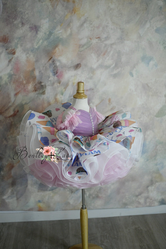 Exclusive "Ice Cream Sweets" Petal Length Gown ( 2 Year - Petite 3 Year)