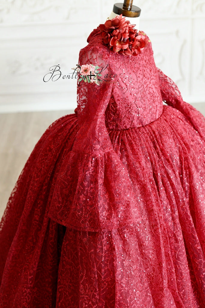 "Whit" Red - Floor Length Dress ( 5 Year - Petite 6 Year)