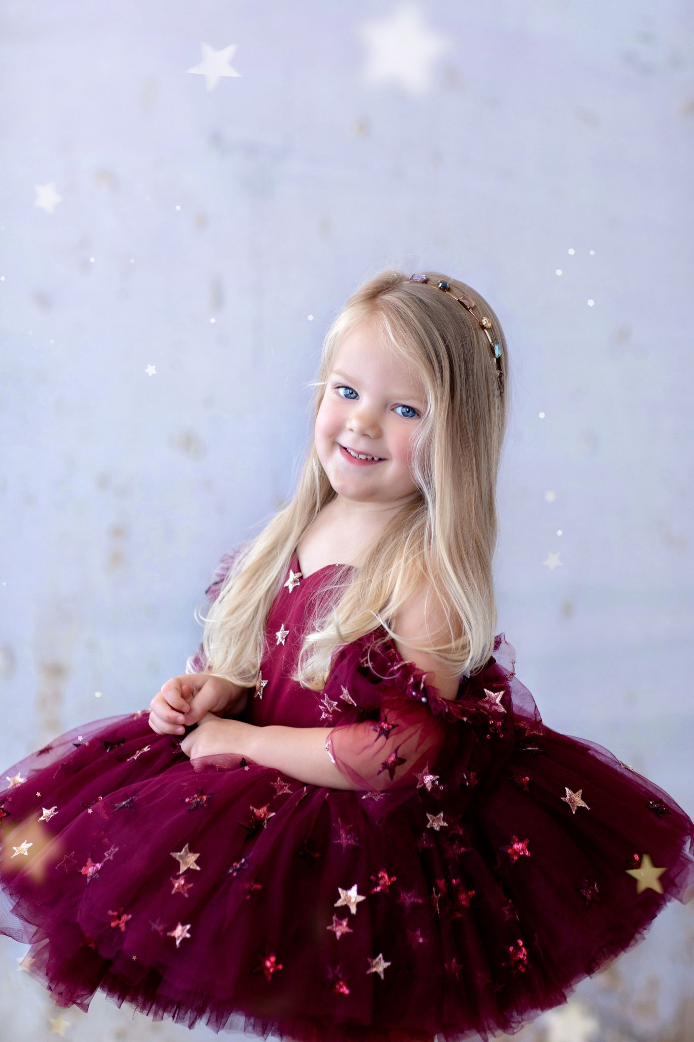 "Starlet" Toddler burgundy dress+cape -Petal Length Dress ( 3 Year - Petite 4 Year)