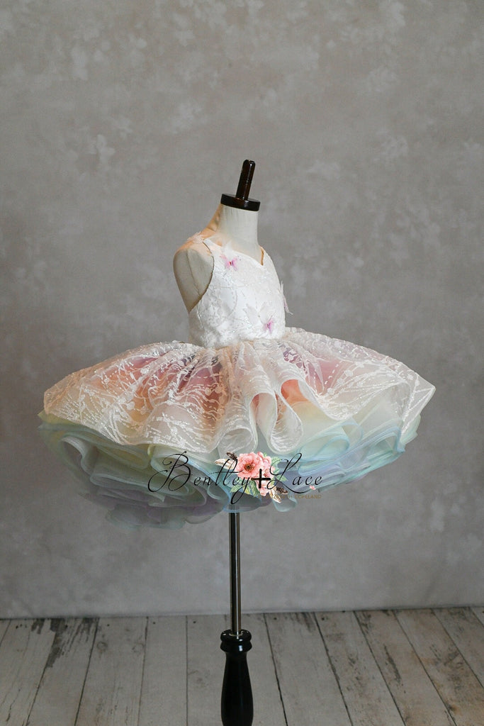 "Unicorns & Rainbows" -  Petal Short Length Dress ( 4 Year - Petite 5 Year)