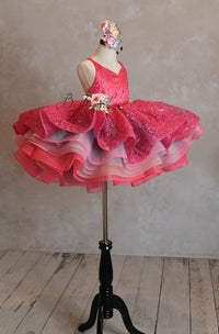 RETIRED RENTAL EUC "Somewhere over the Rainbow" -  Bold Pink - Petal Short Length Dress ( 6 Year - Petite 7 Year)