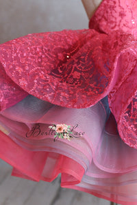 RETIRED RENTAL EUC "Somewhere over the Rainbow" -  Bold Pink - Petal Short Length Dress ( 6 Year - Petite 7 Year)