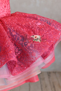 RETIRED RENTAL EUC "Somewhere over the Rainbow" -  Bold Pink - Petal Short Length Dress ( 6 Year - Petite 7 Year)