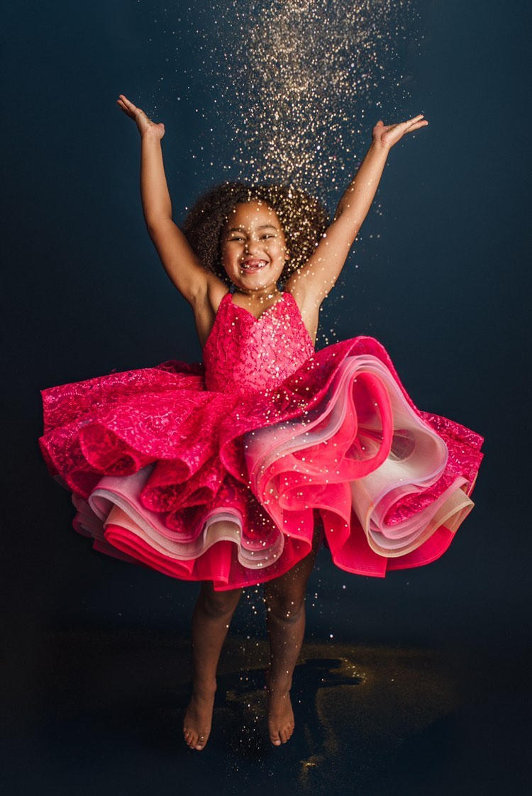 "Somewhere over the Rainbow" -  Bold Pink - Petal Short Length Dress ( 5 Year - Petite 6 Year)