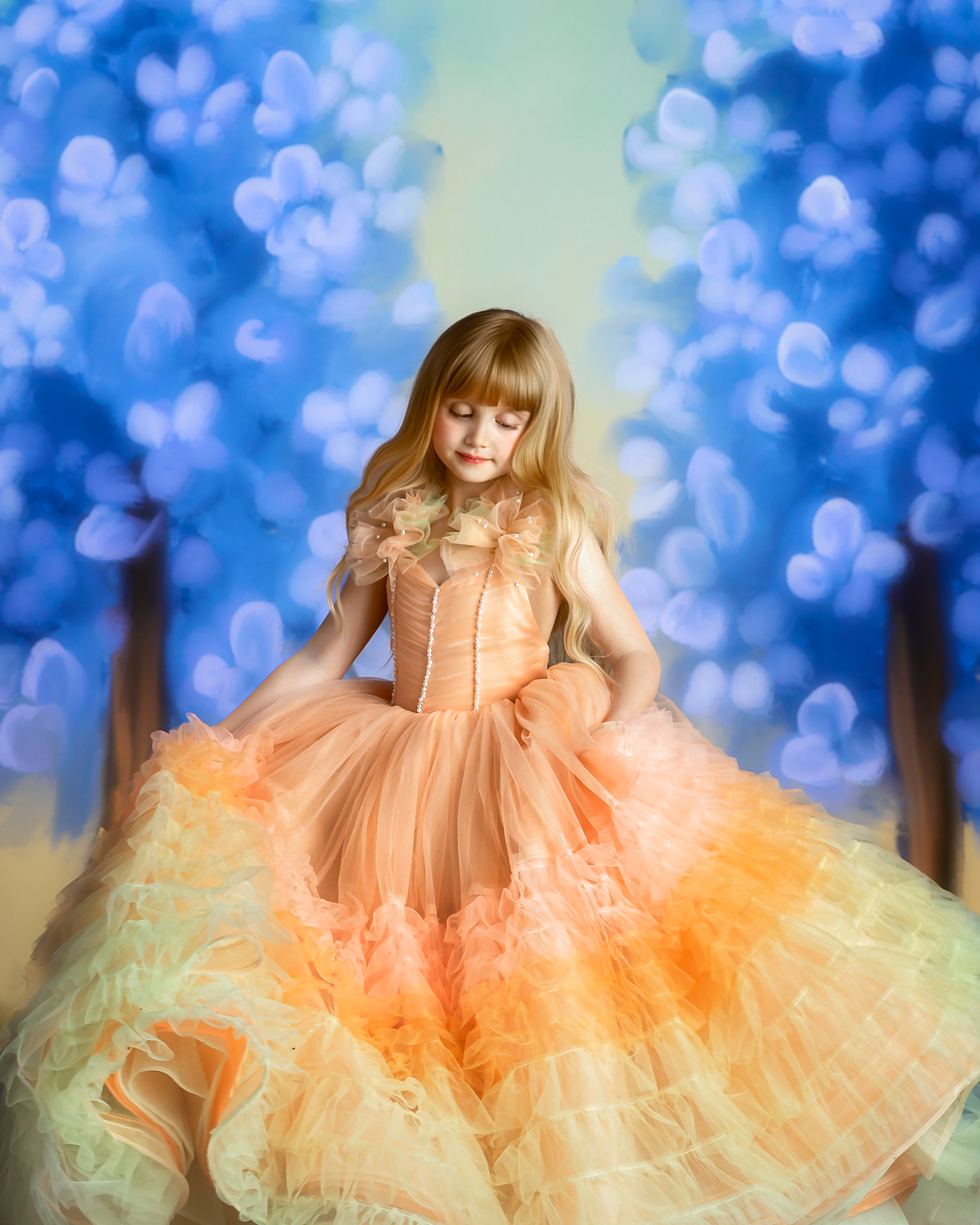 Euc Retired rental euc "Rainbow – Soirée" in Pastels -  Floor Length Dress ( 3 Year - Petite 4 Year)