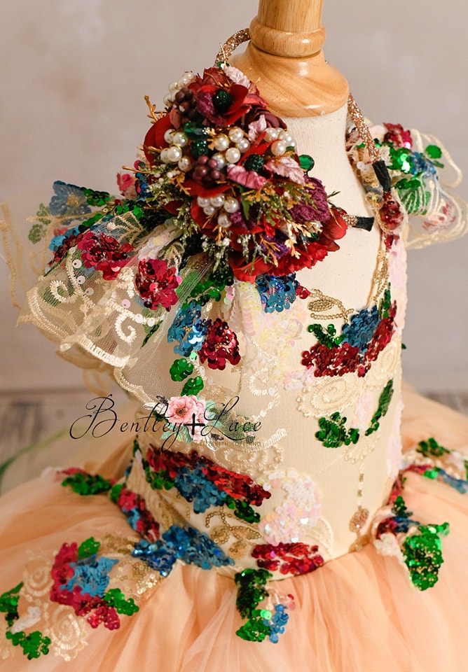 "Holiday Jewel" Cascades- Floor Length Dress ( 4 Year - Petite 5 Year)