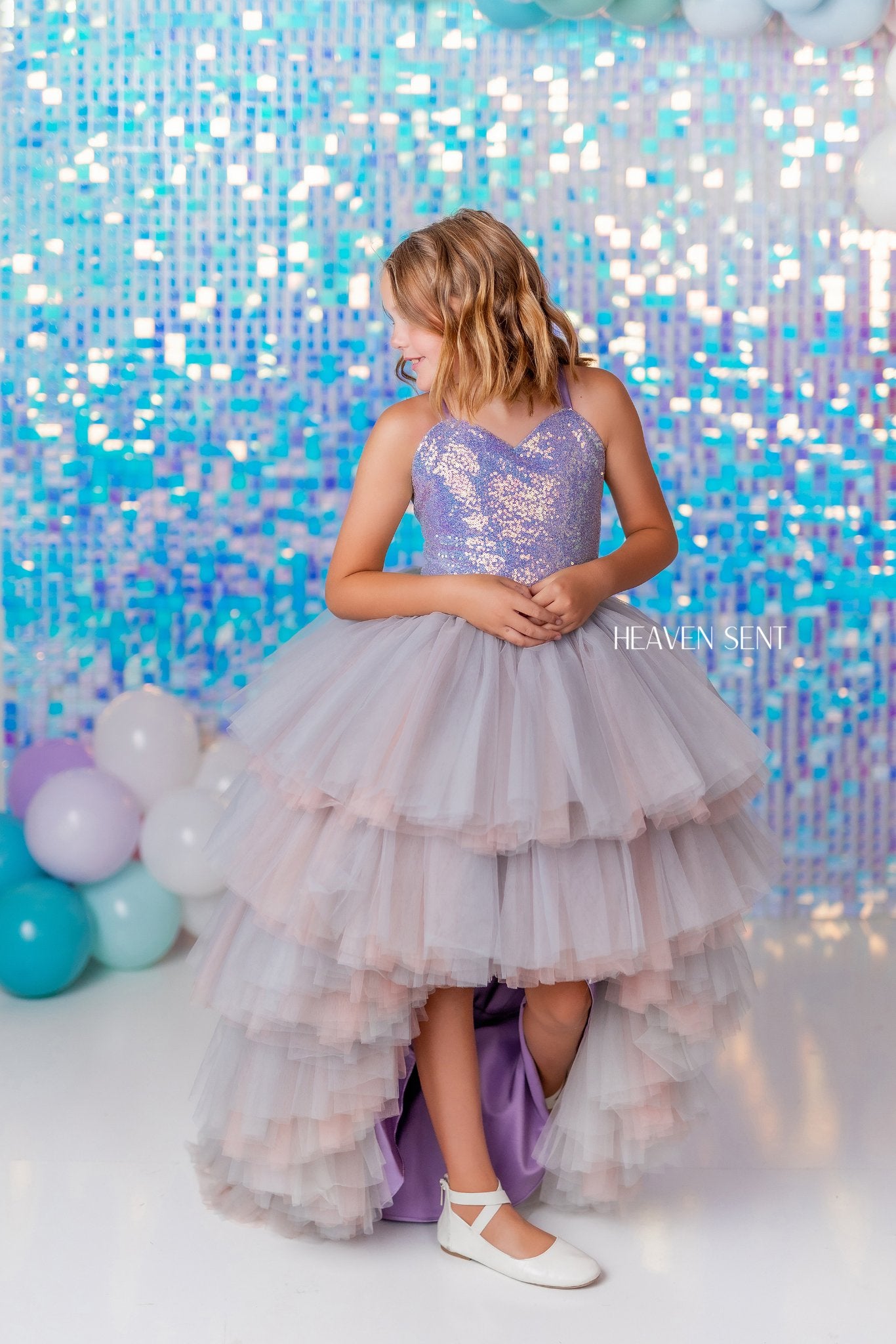 "Mermaid Kisses"- High Low Length Dress (7 Year - Petite 8 Year)
