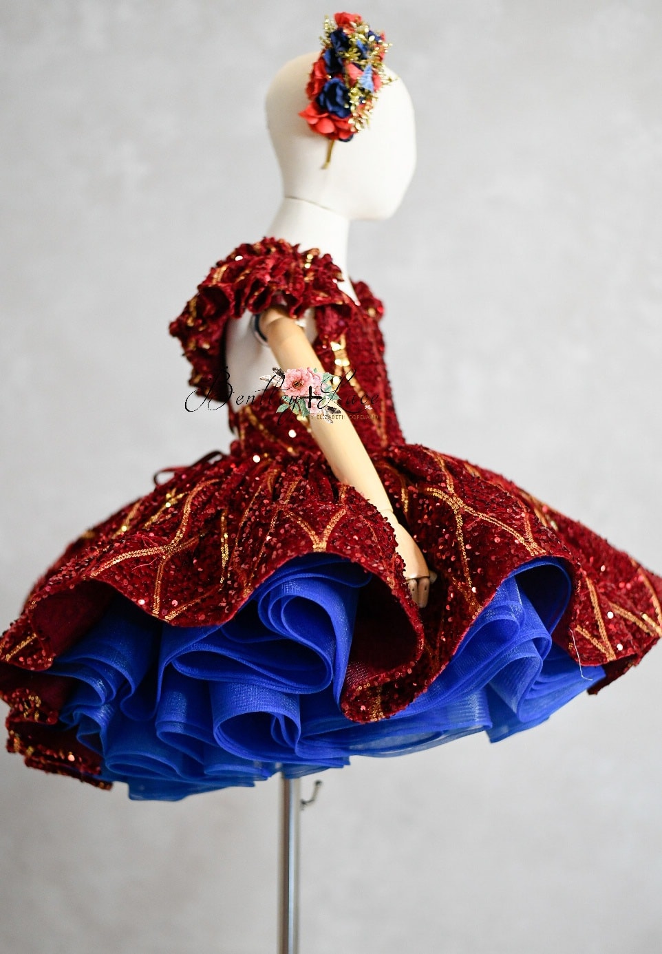 "Nutcracker Holiday" - Red/Blue  Petal Length Dress  ( 5 Year - Petite 6 Year)