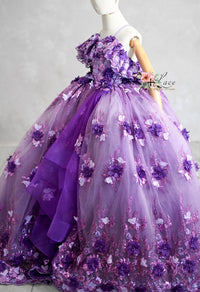 Retired Rental  Flutter bodice- Floor Length Dress ( 6 Year - Petite 7 Year)