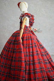 Plaid Christmas Gown with Full Lined Skirt for Comfort