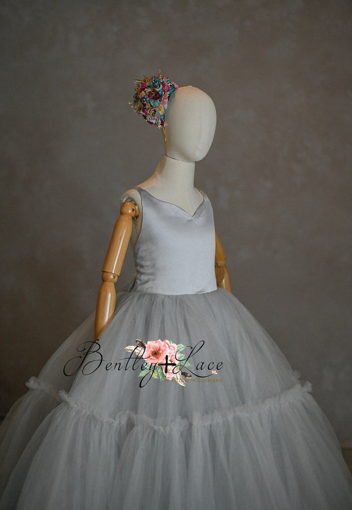 "Frenchie" -  Silver Bud- Floor Length ( 7 Year - Petite 9 Year)
