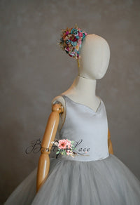 Retired rental EUC "Frenchie" -  Silver Bud- Floor Length ( 7 Year - Petite 9 Year)