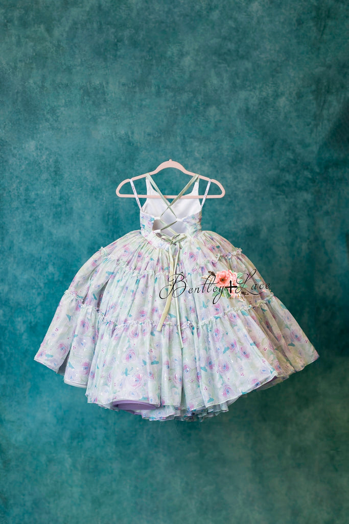"Paint the flowers" -  Toddler Chiffon Floor Length Gown ( 2 Year - 3 Year)