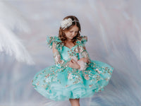 EUC RETIRED RENTAL "Brynn" in Seafoam + detachable sleeves -  Petal Short Length Dress ( 7 Year - Petite 8 Year)