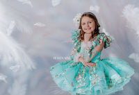 EUC RETIRED RENTAL "Brynn" in Seafoam + detachable sleeves -  Petal Short Length Dress ( 7 Year - Petite 8 Year)