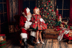 "Darling Plaid" Red Vintage Jacket Dress + Green Solid  Petal Length Dress ( 5 Year - Petite 6 Year)