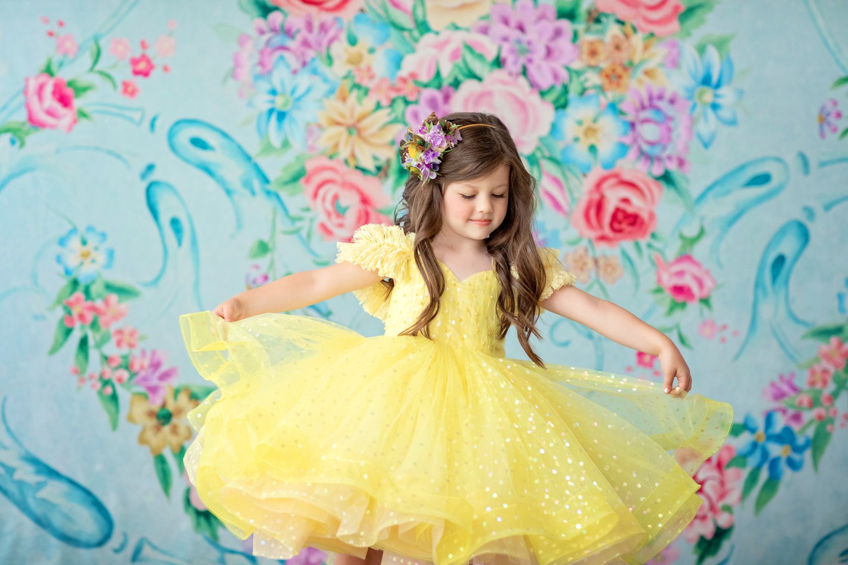 Petal Yellow Confetti- Short Length Dress (3 Year-Petite 6 Year)