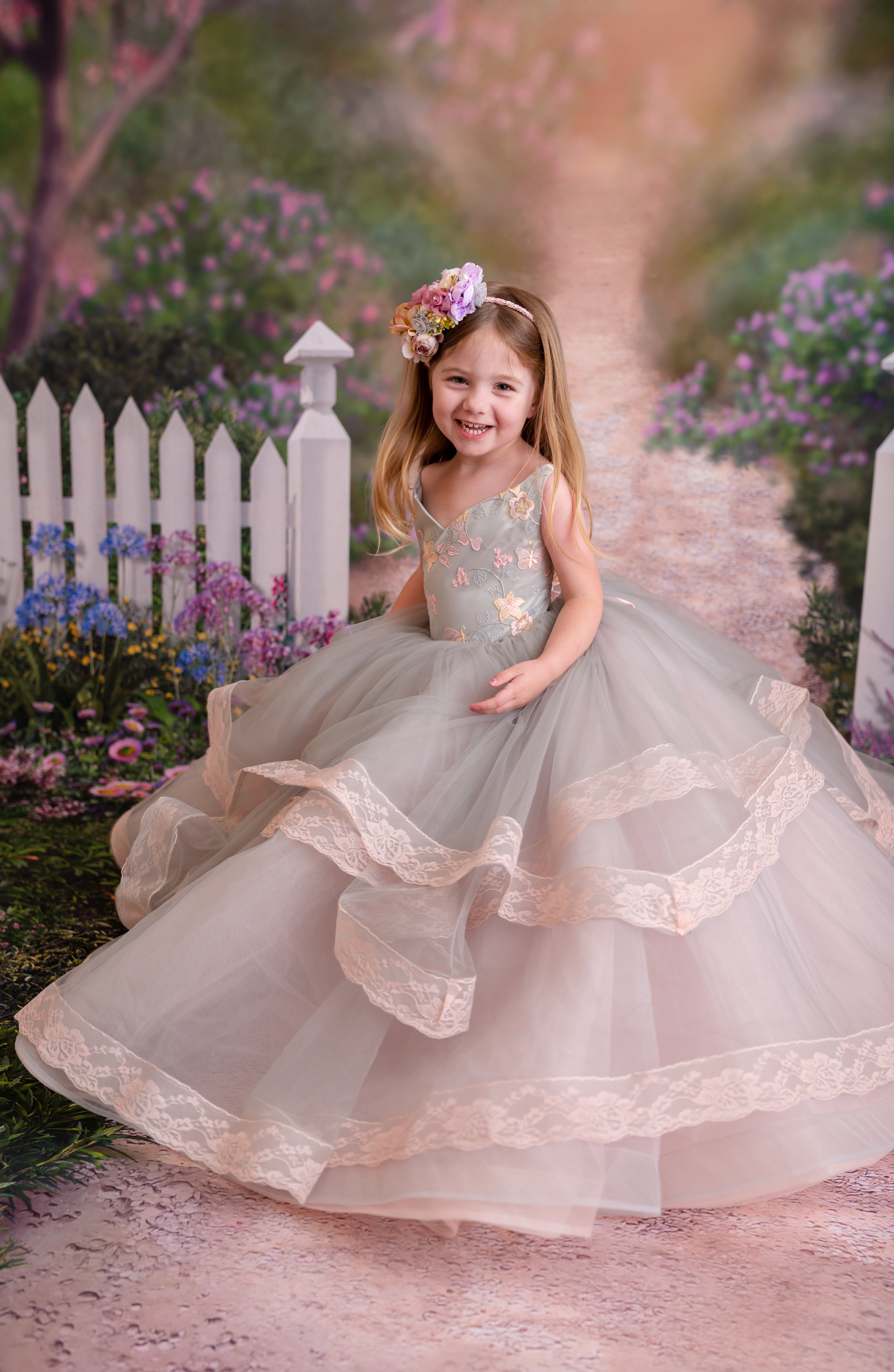 "Olivia" -  Butterfly Toddler  Floor Length ( 3 Year - Petite 4 Year Toddler)