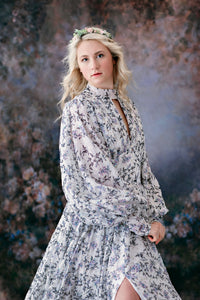 retired rental EUC Ashley  -Beautiful chiffon floral  gown - (TEEN-ADULT)