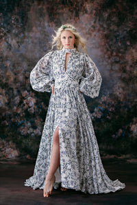 retired rental EUC Ashley  -Beautiful chiffon floral  gown - (TEEN-ADULT)