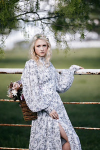 retired rental EUC Ashley  -Beautiful chiffon floral  gown - (TEEN-ADULT)