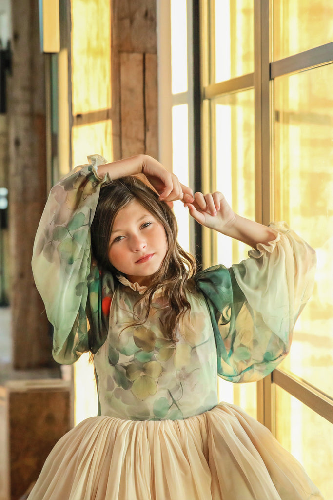 "Mystic Meadow" -  Floor long Length Dress - ( 6 Year - Petite 9 Year)
