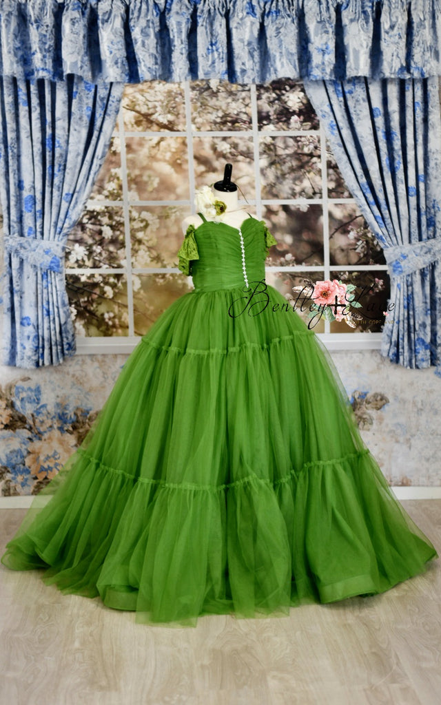 "Frenchie" -  Mossy Green- Floor Length ( 10 Year - Petite 13 Year)