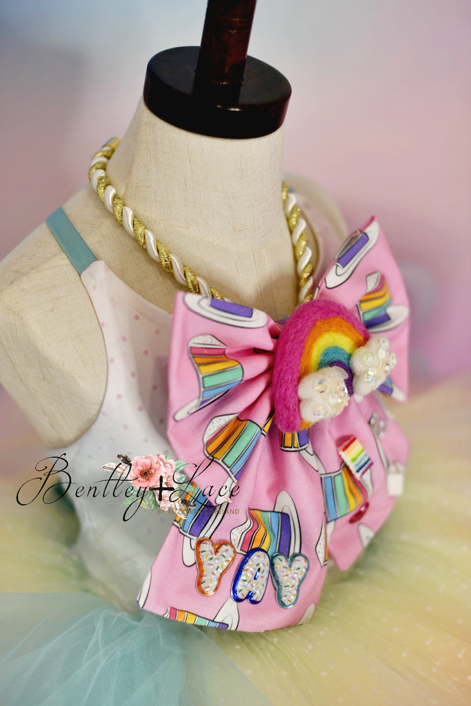 Retired rental euc Petal "Rainbow Dreaming in Pastel" Petal Length Dress (4 Year-Petite 5 Year)