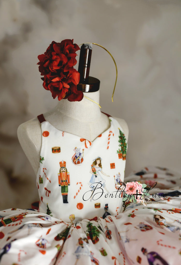 Baby couture rental dress: "Nutcracker Dreams" -Petal Length Dress ( 4 Year - Petite 5 Year)